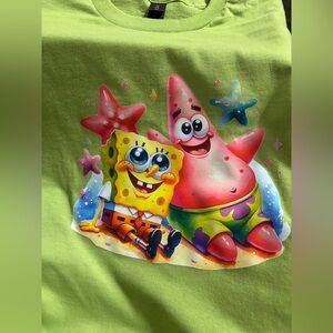 SPECIAL NEW Green SpongeBob and Patrick Graphic T-Shirt